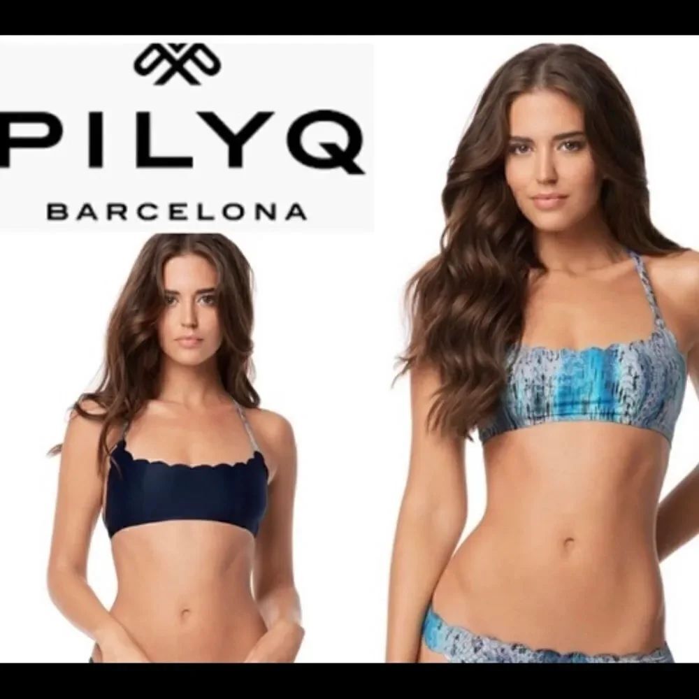 New. PILYQ D-cup Python wave bikini top. NWT